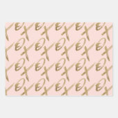 金ゴールドスタイリッシュブラシX O Xバレンタインデーのパターン ラッピングペーパーシート (正面2)