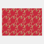 金ゴールドスタイリッシュブラシX O Xバレンタインデーのパターン ラッピングペーパーシート (正面)