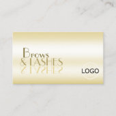 金ゴールドスタイリッシュブラックシック鏡文字付きロゴ 名刺 (正面)