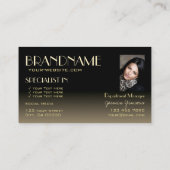 金ゴールドスタイリッシュブラックシック鏡文字写真付き 名刺 (裏面)