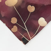 金ゴールドスタイリッシュブルゴーニュ抽象芸術花パターン フリースブランケット (角)