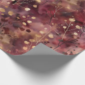 金ゴールドスタイリッシュブルゴーニュ抽象芸術花パターン ラッピングペーパー (角)