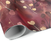 金ゴールドスタイリッシュブルゴーニュ抽象芸術花パターン ラッピングペーパー (ロールコーナー)