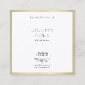 金ゴールドスタイリッシュホワイトミニマモダンリストテンプレートシック スクエア名刺 (裏面)