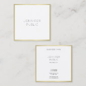 金ゴールドスタイリッシュホワイトミニマモダンリストテンプレートシック スクエア名刺 (正面/裏面)