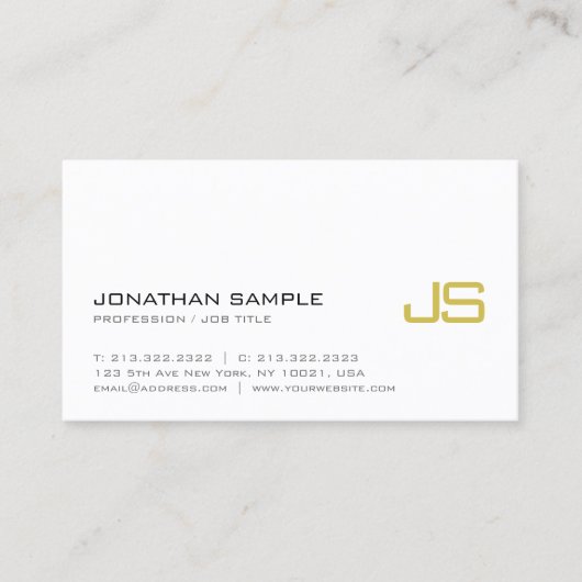 金ゴールドスタイリッシュモノグラムプレーンモダンラグジュアリートレンディー 名刺 (正面)