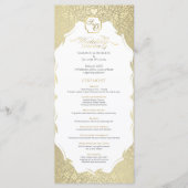 金ゴールドスタイリッシュモノグラム結婚式 プログラム (正面)