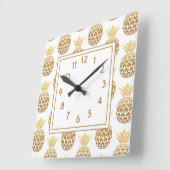 金ゴールドスタイリッシュリンゴ白 スクエア壁時計 (傾斜)