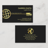 金ゴールドスタイリッシュ地球物流輸送路 名刺 (正面/裏面)