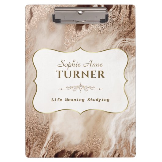 金ゴールドスタイリッシュ大理石金ゴールドフレームモノグラム クリップボード (正面)