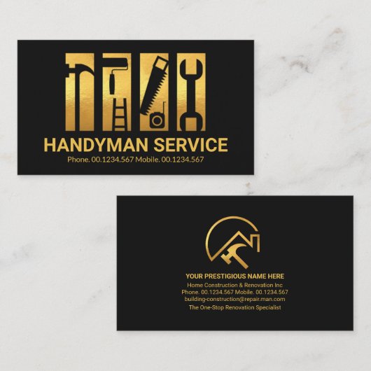 金ゴールドスタイリッシュ手利具改造ストライプ改造 名刺 (正面/裏面)