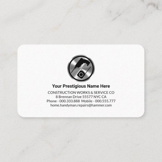 金ゴールドスタイリッシュ手押しホームハンドマン 名刺 (裏面)