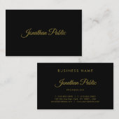 金ゴールドスタイリッシュ手書きスクリモダンプト（黒） 名刺 (正面/裏面)