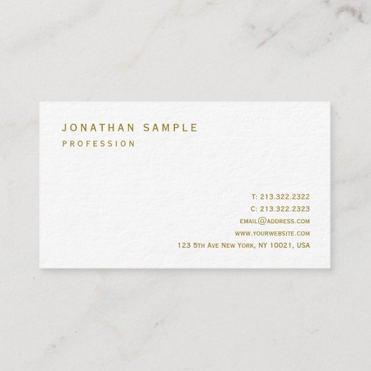 金ゴールドスタイリッシュ文字プレミアムウルトラシックラグジュアリー 名刺 (裏面)