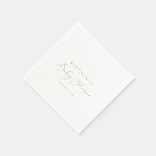 金ゴールドスタイリッシュ書道赤ちゃんシャワー スタンダードカクテルナプキン (角)