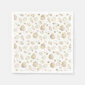 金ゴールドスタイリッシュ白の貝殻のパターン スタンダードカクテルナプキン (正面)