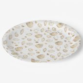 金ゴールドスタイリッシュ白の貝殻のパターン ペーパープレート (アングル)