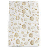 金ゴールドスタイリッシュ白の貝殻のパターン ミディアムペーパーバッグ (裏面)