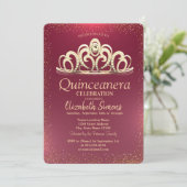 金ゴールドスタイリッシュ紙吹雪ティアラブルガンディキンセアニラ 招待状 (スタンド正面)