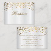 金ゴールドスタイリッシュ紙吹雪ドット付きホワイトサテン エンクロージャーカード (正面/裏面)