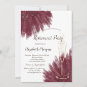 金ゴールドスタイリッシュ紙吹雪ワインガラスブルゴーニュ 招待状 (正面)