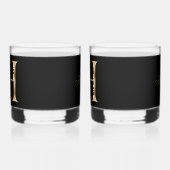 金ゴールドスタイリッシュ装飾イニシャルHと緑 ウイスキーグラス (左)