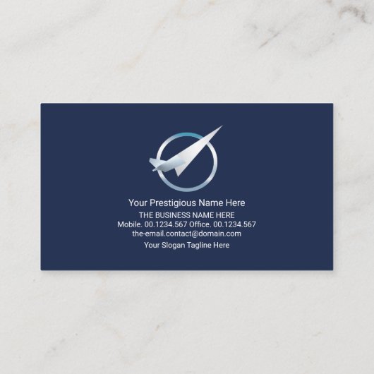 金ゴールドスタイリッシュ飛行機滑走路飛行機 名刺 (裏面)