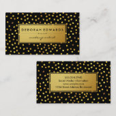金ゴールドスタイリッシュSpeck模様ブラックとゴールデンラベル 名刺 (正面/裏面)