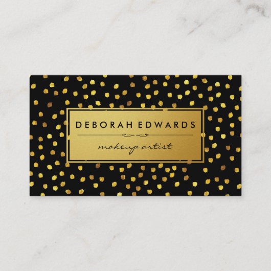 金ゴールドスタイリッシュSpeck模様ブラックとゴールデンラベル 名刺 (正面)