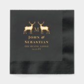 金ゴールドスタグズモノグラム&ネームゲイ結婚ズ 箔ナプキン (正面)