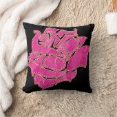 金ゴールドスタッズピンクウォーターカラーバラブラックスローピル クッション (ブランケット)