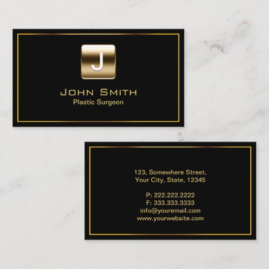 金ゴールドスタンプ整形外科医ダークビジネスカード 名刺 (正面/裏面)