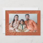 金ゴールドスタンプlotus happy diwaliフォトカード シーズンカード (正面)