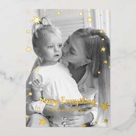 金ゴールドスターがクリスマスの写真を輝く 箔シーズンカード