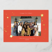 金ゴールドスターさくらんぼレッドフォトハッピー・クリスマス 箔シーズンカード (正面)