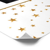 金ゴールドスターとメッセージフォト誕生日 ポスター (角)