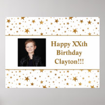 金ゴールドスターとメッセージフォト誕生日