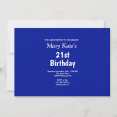 金ゴールドスターとメッセージ写真オン青誕生日 招待状 (裏面)