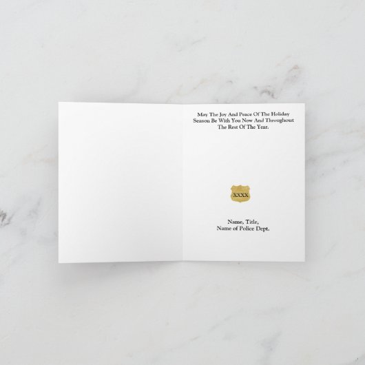 金ゴールドスターと警察官クリスマスカード カード (内部)