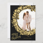 金ゴールドスターのブラックメリークリスマスフォト シーズンカード (正面)