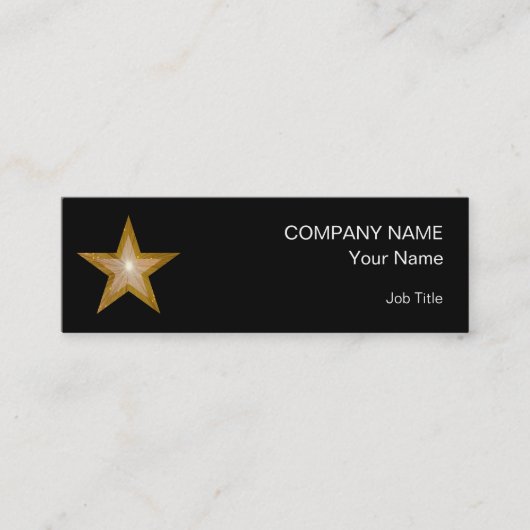 金ゴールドスターの名刺テンプレートのスキニーブラック スキニー名刺 (正面)