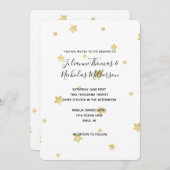 金ゴールドスターの結婚式 招待状 (正面/裏面)