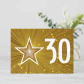 金ゴールドスターの「年齢」誕生日の招待状 招待状 (スタンド正面)