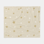 金ゴールドスターアートパターンクリスマスナイトスカイ魔法 フリースブランケット (正面(横))