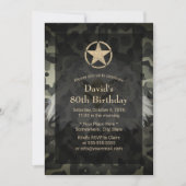 金ゴールドスターイーグル軍隊退役軍人誕生日 招待状 (正面)