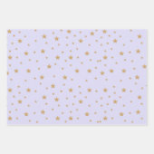金ゴールドスターエレガントグリッターモダンガールベイビーシャワー ラッピングペーパーシート (正面3)