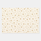 金ゴールドスターエレガントグリッターモダンガールベイビーシャワー ラッピングペーパーシート (正面2)
