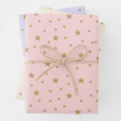 金ゴールドスターエレガントグリッターモダンガールベイビーシャワー ラッピングペーパーシート (インサイチュ)