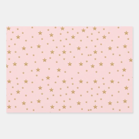 金ゴールドスターエレガントグリッターモダンガールベイビーシャワー ラッピングペーパーシート (正面)