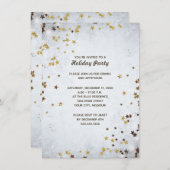 金ゴールドスターエレガントズクリスマスホリデーパーティー 招待状 (正面/裏面)